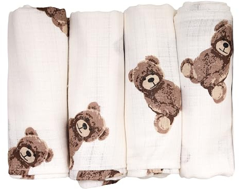 FENSILO Baby Mussellintücher | Musselin Tuch Baby - Mullwindeln und Spucktücher - 4er Pack 80x70 cm aus Baumwolle - Schadstoffgeprüft | Stoffwindeln | Baby Junge und Mädchen|26