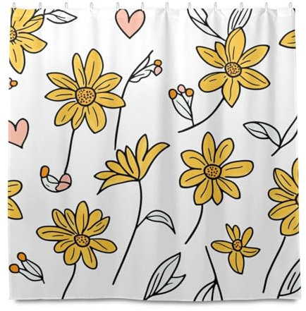 miaozhen Tenda da doccia in tessuto impermeabile con gancio, 182 x 183 cm, linea semplice, Susan, linea semplice, per San Valentino, lavabile, chic, tenda da doccia per bagno, cortine decorative per