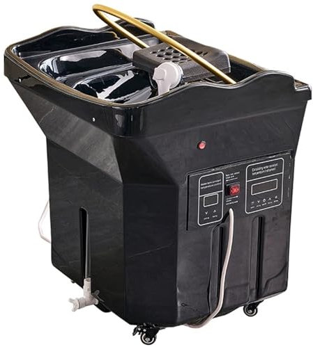 ylpddmm Bol de shampoing de Salon Équipement de Spa de tête Japonais avec réservoir de Stockage d'eau,équipement de Spa de tête thermostatique Bassin de shampoing à Circulation d'eau,Black-Style1