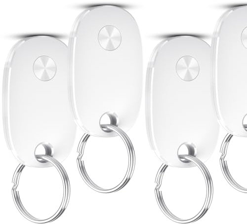 Tracker Tag 4 Pack, 2025 Nuevo Buscador de Objetos Bluetooth Funciona con Buscar Apple (Sólo iOS, Android NO Funciona) IP67 Impermeable, Batería Reemplazable, Localizador para Llaves, Equipaje