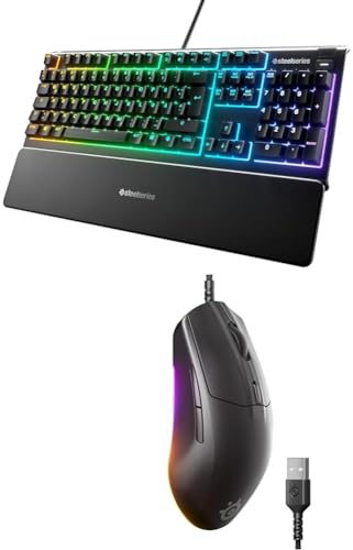 SteelSeries Apex 3 - Gaming Tastatur - 10-Zonen RGB-Beleuchtung - Deutsches QWERTZ Rival 3 Gen 2 Gaming-Maus - 8.500 DPI TrueMove Core-Optiksensor - 60 Millionen Klicks garantiert