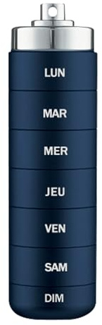 PLIC Pilulier Métal Design Boîte à Pilules Nomade pour Personnes Actives, Idéal pour Vitamines, Compléments Alimentaires & Gummies, Aluminium Robuste et Modulable (Bleu Marine)