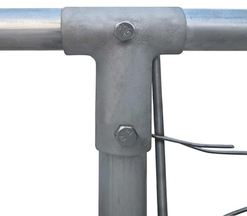 Vopese Robuster Hundezwinger aus verzinktem Stahl, 4x4x1m, Silber, mit Flügeltür und Maschendraht, ideal für Spiel und Schutz im Freien Model170820
