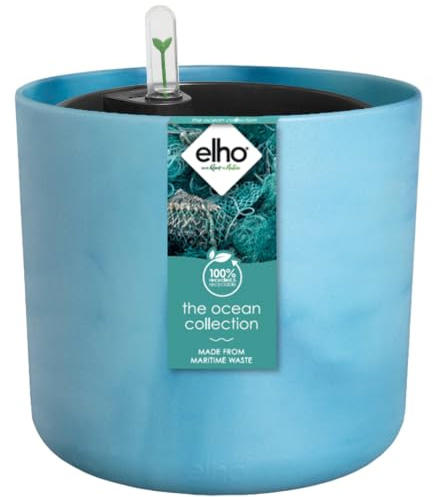 elho Ocean Rund 22 mit Bewässerungssystem Blumentopf - Atlantikblau | ∅ 22 x H 20.5 cm | 2 Artikel Enthalten
