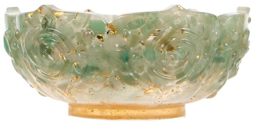 SOIMISS Cuenco Organizador de Joyas de Resina y Cristal Diseño de Flor de Loto Verde, Multifuncional para Llaves, Anillos y Adorno en Recibidor o Entrada