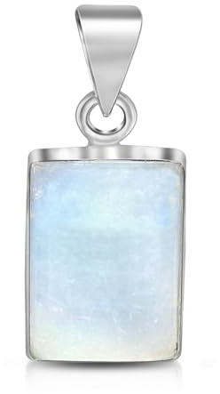Unique Gems Kettenanhänger Silber 925 Sterlingsilber Regenbogen Mondstein 7.6 Karat Silberanhänger Damen