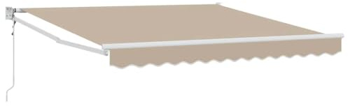 Tmriohed Tenda da sole retrattile 350 x 250 cm, beige, con braccio articolato in alluminio e poliestere, tenda da sole elettrica per terrazza con telecomando per giardino e terrazza