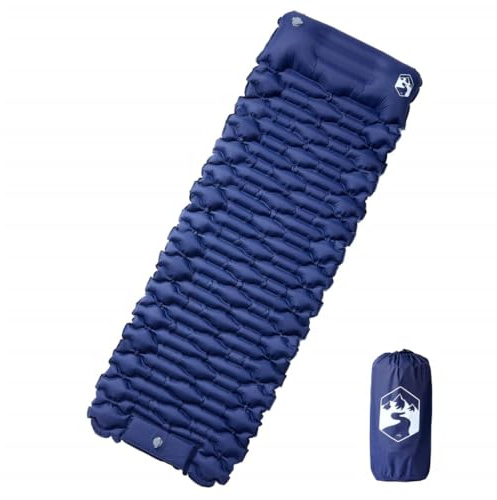 Runheo Matelas auto-gonflant avec coussin, 193 x 66 x 6 cm, nylon 40D avec revêtement TPU, ultra léger et imperméable, pliable et compact pour camping, randonnée, trekking, extérieur et voyage