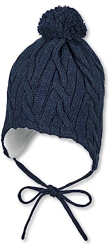 Sterntaler Unisex Kinder Strickmütze mit Bommel Mütze, Marine, 51
