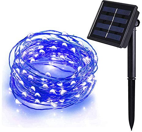 Tuokay Solar Lichterkette Außen, Kupferdraht 20m 200 LED 8 Modi (Blau) | Wasserdicht LED Außenlichterkette, Dekorative Beleuchtung für Garten Terrasse Rasen Zaun Fest Deko
