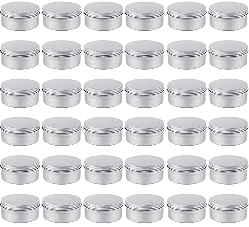 Moretoes 36pcs Tin, 4oz Metal Round Tins, Aluminum Empty Candle Tins with Screw Lid for Salve, Spices or Candles