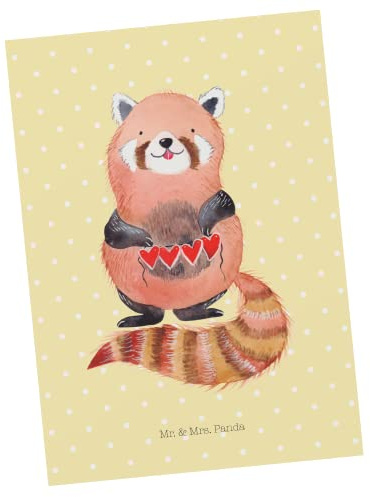 Mr. & Mrs. Panda Postkarte Roter Panda - Geschenk, Fotokarte, Lieblingsmensch, bildkarte, Herz, Grußkarte, Liebling, Lustige Sprüche, Ansichtskarte, Liebe, Rot, Postkarten