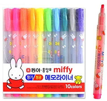 Dong-a Miffy Textmarker mit Duft, 10 Farben, 1 Set