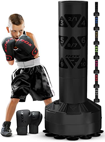 RDX Kids Freestanding Punching Bag & Cover, 4FT Heavy Duty Junior Ronin Target Pedestal Bag Set Suction Cup Stand Base Free Standing Kickboxing MMA Boxing Muay Thai Karate Home Gym Workout
