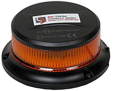 UvV Kennleuchte LED Flash Bauleiter etc. Magnet 200 km/h Rundumleuchte ECE R65 in orange mit 7 Leuchtmodi - für Auto LKW 12V Warnlicht Blinkleuchte