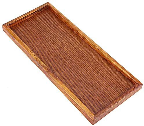 Holztablett, rechteckiges Holzteetablett, natürliches Bambus-Holz-Serviertablett, Moderne Bambus-Serviertabletts für Couchtisch-Tablett(35 * 15cm)