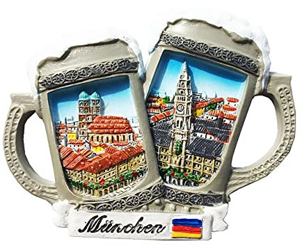 Magnete da frigorifero 3D a forma di boccale di birra di Monaco di Baviera, idea regalo, in resina, fatto a mano, decorazione per la casa e la cucina
