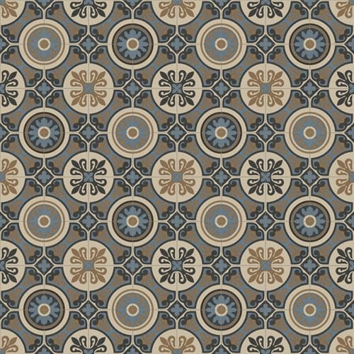 VINYL FLOORING UK Lifestyle Baroque Lisbon Beige & Blue Designer Effect Non Slip Vinyl Flooring Roll for Bathroom Kitchen Living Room- 2W(6'6) X 2.25L(7'4.6)