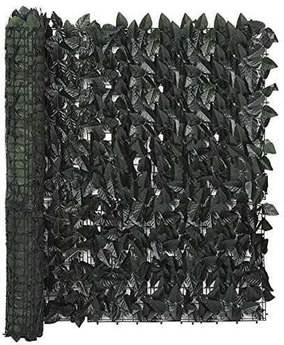 Catherinol Balkon-Sichtschutz, Seitenmarkise, Windschutz Terrasse, Windschutz, Sichtschutz Balkon Ohne Bohren, Balkonschutz, mit Dunkelgrünen Blättern 300x100 cm