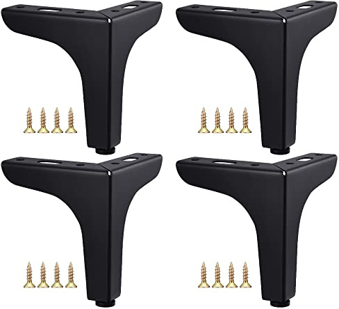 Lpraer 4pcs 10CM Möbelfüße Metall Schwarz Schrankfüße DIY Ersatz Möbelfüsse mit Gummimatte für Sofa Füße Schrank TV-Schränke Schubladen Bettfüße Möbelbeine belastbar bis 400KG