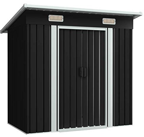 Festnight Gerätehaus Metall Geräteschuppen Gartenhaus Geräteschrank Gartenschuppen Fahrradschuppen Lagerschuppen Outdoor Schrank Garten Schuppen Fahrradgarage, 194x121x181 cm, Anthrazit
