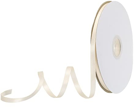 sourcing map 10 mm x 46 Meter Satinband, Doppelseitige Schleifenband Polyester Geschenkband für Deko Party Hochzeit Geburtstag Trauer Geschenkverpackung Band, Beige