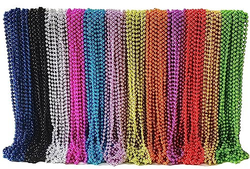 Becfupo Mardi Gras Perlenketten, 80 cm, 7 mm, 12 Farben, für Karneval, Festival, Dekoration, Parade, Kostümparty, 300 Stück, Kunststoff