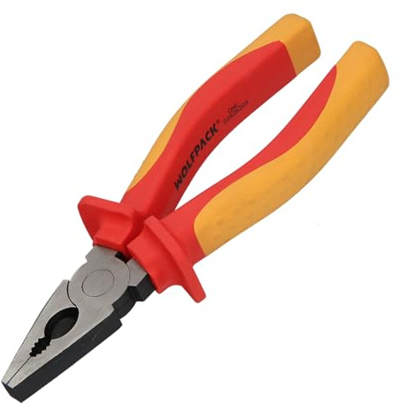 WOLFPACK LINEA PROFESIONAL Alicates Universales 150 mm. Mangos Aislados Acero Cromo Vanadio Pelacables, Corta Cables, Pelador Cables