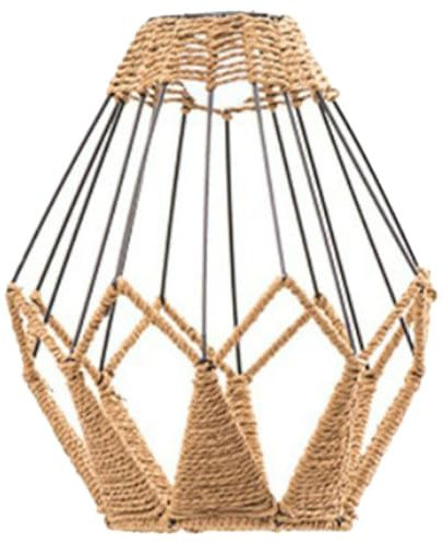 UKCOCO Hängelampenschirm Aus Geflochtenem Eisen Papierseil Rustikaler Retro Lampenschirm Für Wohnzimmer Esszimmer Schlafzimmer Langlebig Vielseitig Elegantes Wohnaccessoire