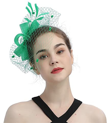 Fascinator Damen, Fascinator Damen Hut Mesh Feder Kopfbedeckung für Tee Party Hochzeit Cocktail Schleier Hüte Haarnadel Kirche Wedding Derby Mädchen Frauen Tea Party Haarschmuck Stirnband