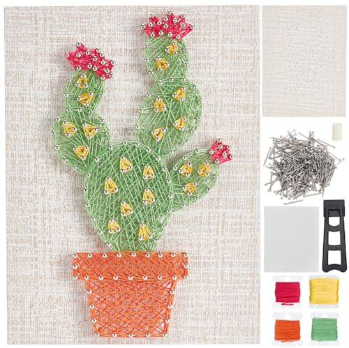 WEBEEDY DIY 3D String Art Kit Für Erwachsene Anfänger DIY-Kaktus-Nagelschnur-Bastelset Schließen Sie alle Notwendigen Zubehörteile Und Den Rahmen Ein Kreative Bastelsets Für Zuhause, Wanddekoration