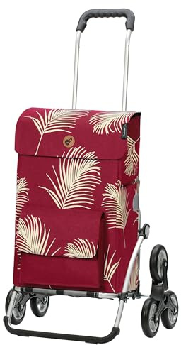 ANDERSEN Einkaufstrolley - Treppensteiger Royal Shopper Signe rot | ideal für Treppen, aus Alu, hohe Tragkraft, bis 50 kg - Tasche mit Seitentasche, Innenfach, Reflektoren, 51 L