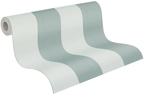 A.S. Création Carta da parati in tessuto non tessuto con strisce di verde chiaro, di alta qualità, 397911-10,05 m x 0,53 m, per soggiorno, made in Germany
