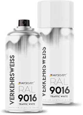MICROTEC® Sprühlack | 400ml | hochwertiges Acryllackspray | matt oder glänzend | Sprühfarben für Metall, Holz, Kunststoff u.v.m. | große Farbauswahl (Verkehrsweiß matt - RAL 9016)