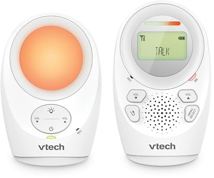 VTech DM1211 Audio-Babyphone, große Reichweite, Babyphone mit 2-Wege-Talk, Geräuschpegelanzeige, Temperatursensor, beruhigende Geräusche, Elterneinheit Gürtelclip