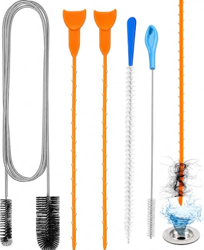 Drain Unblocker Cleaner Brush Tool - 5PCS Shower Drain Unblocker Gunk Remover Kitchen Sink Unblocker Tool, Bathroom Hair Plug Hole Unblocker for Shower