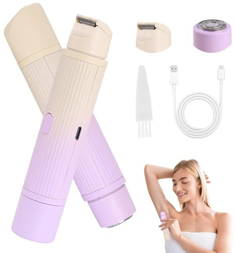 Afeitadora Eléctrica 2 en 1 para Mujer Zona íntima Resistente al Agua para Mujeres Recortadora de Bikini para Cara Axilas, Piernas, Zona íntima para Axilas, Piernas