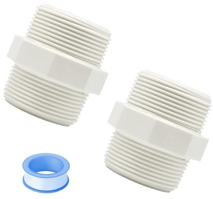 HayEastdor 2PCS 2 PVC Pipe Fitting Hex Nipple G2 Male X G2 Male Coupling Adaptor of Thread Plumbing PIPE Connection HE023-2