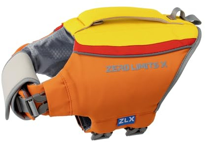 ZLX Giubbotto di salvataggio per cani, leggero e sicuro per sport acquatici, per cani di taglia piccola, media e grande, giallo, taglia M