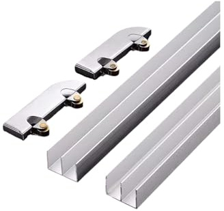 Binario for porte scorrevoli in lega di alluminio, binario scorrevole for vetri, armadi e finestre, facile da installare(180cm/71in)