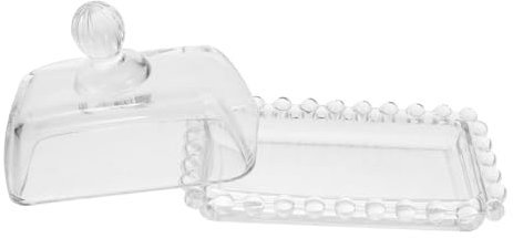 LIOOBO Plat à Bonbons En Verre Avec Couvercle Beurrier Transparent 1 Pc Design Élégant Maison Pour Beurre Et Fromage