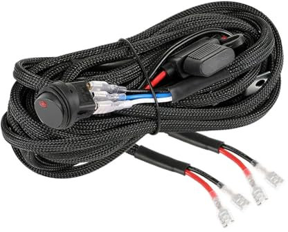 Cablaggio Faretti Moto Cavo interruttore luci fendinebbia barra guida universale Uso adatto per auto, cablaggio relè kit 12V 40A Uso adatto per auto e camion Lampada Cablaggio Connettore