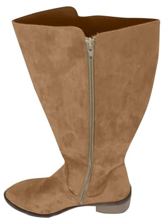 Bottes Equitation Western Femme Mollet Large Classiques Bottes mi Mollet Talon Haut Sexy Confortable Daim Botte Montantes Hipster Club Fête Escarpins Haute Botte au-dessus du Genou Élégants Boots