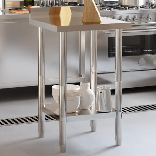 INLIFE Küchen-Arbeitstisch mit Aufkantung 55x55x93 cm Edelstahl,Wirtschaft & Industrie,Gastronomie,8.1 KG,376456