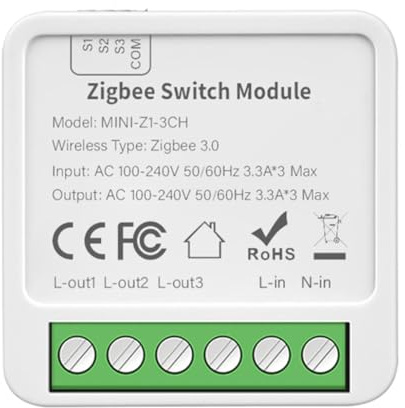 PPcdfre Interruptor Inteligente Tuya Zigbee de 3 Canales para Bricolaje, Relé de Luz de Control de 3 Vías, Módulo de Interruptor Zigbee con Control Remoto Inalámbrico Smart Life