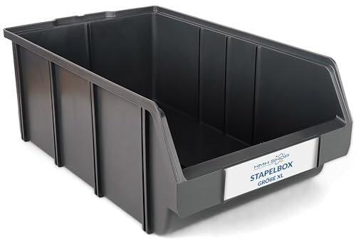 HMH 3x Stapelboxen Größe XL Werkstatt Garage Keller Sichtlagerboxen 489x304x185mm Lagerboxen ANTHRAZIT Sichtlagerkästen Kleinteile Aufbewahrung