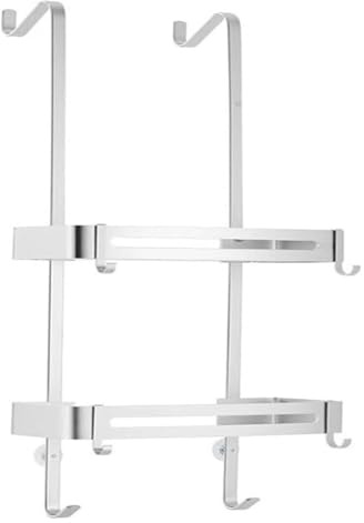 Ganci scorrevoli da cucina, Mensole for doccia, mensola da parete for bagno sopra la porta della, organizer for sospeso con 2/3 ripiani e ganci, for senza fori(Silver,73CM(2tier))