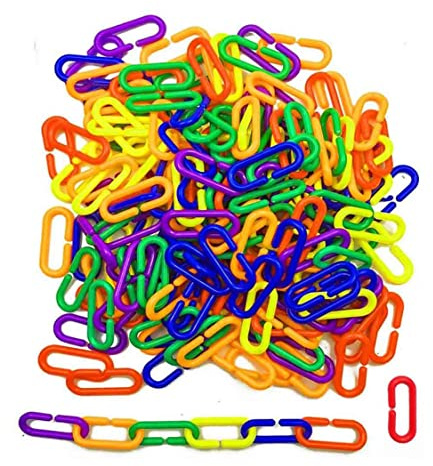 Odoukey 100PCS Colorful Plastic C-Clips Hooks Chain Link Toy C-Links Sugar Glider Rat Bird Toy Parrot -Clips