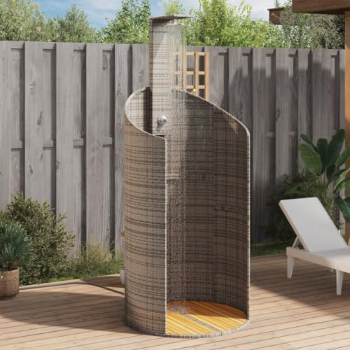Genérico Ducha de Exterior ratán PE y Acacia Gris 100x100x241,5 cm,Casa y jardín,Piscina y SPA,Accesorios para Piscinas y spa-368213