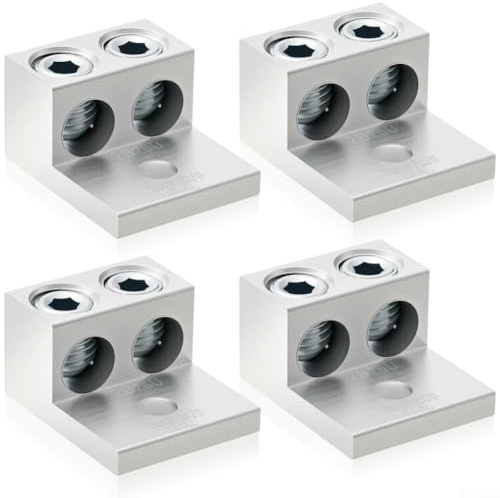 Set di 4 capicorda in alluminio a doppio foro con rivestimento resistente per messa a terra elettrica affidabile (2b25u)